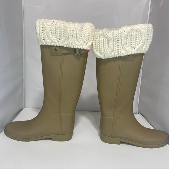 Hunter Tall Rain Boots with Knit Cuffs - Olive Green - Picture 4 of 13
